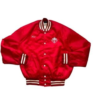 VTG 80s Knights Of Columbus Red Satin Jacket Mens XL Varsity
Bomber Holloway USA